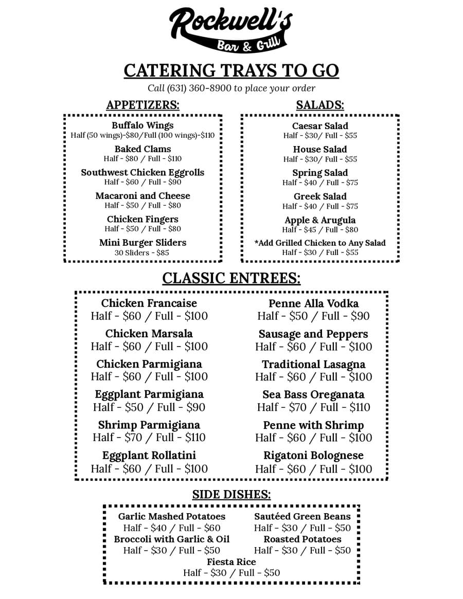 Printable Catering Menu (PDF)
