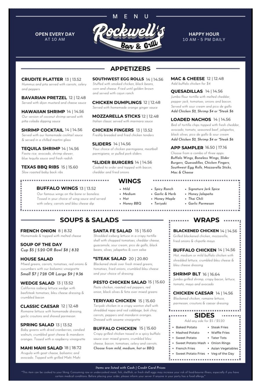 Printable Food Menu (PDF)