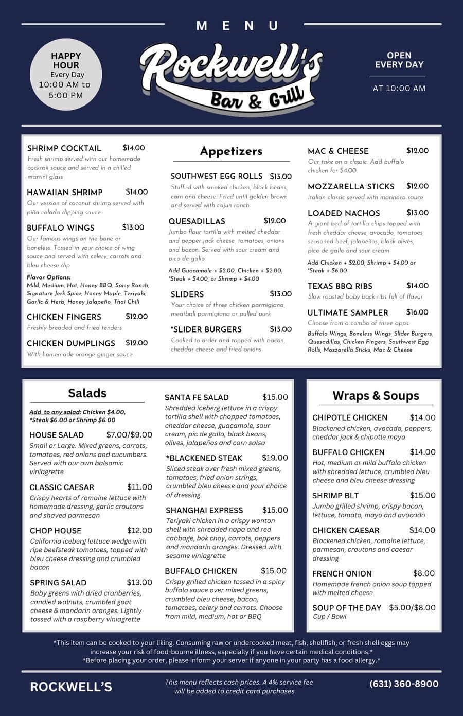 Printable Food Menu (PDF)